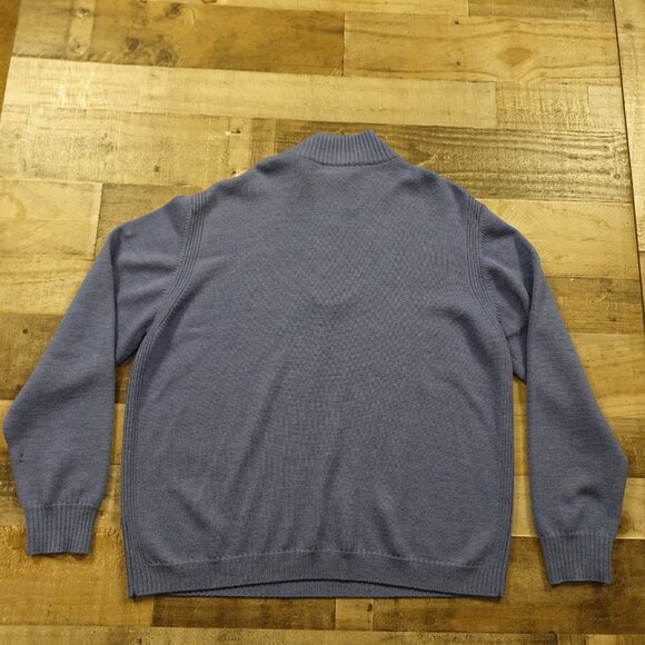 Faconnable wool quarter zip pullover sweater men's XXL blue - Picture 9 of 13